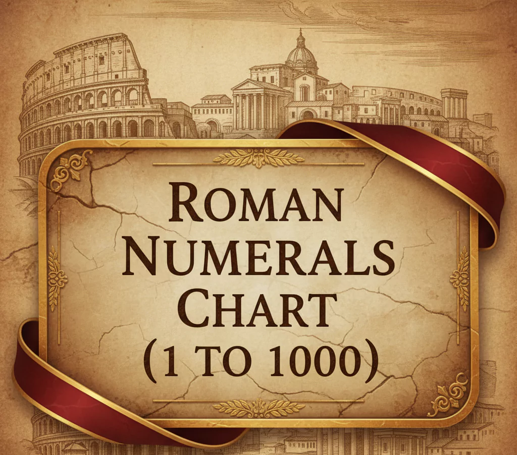Complete Roman Numerals Chart (1 to 1000) Free Download